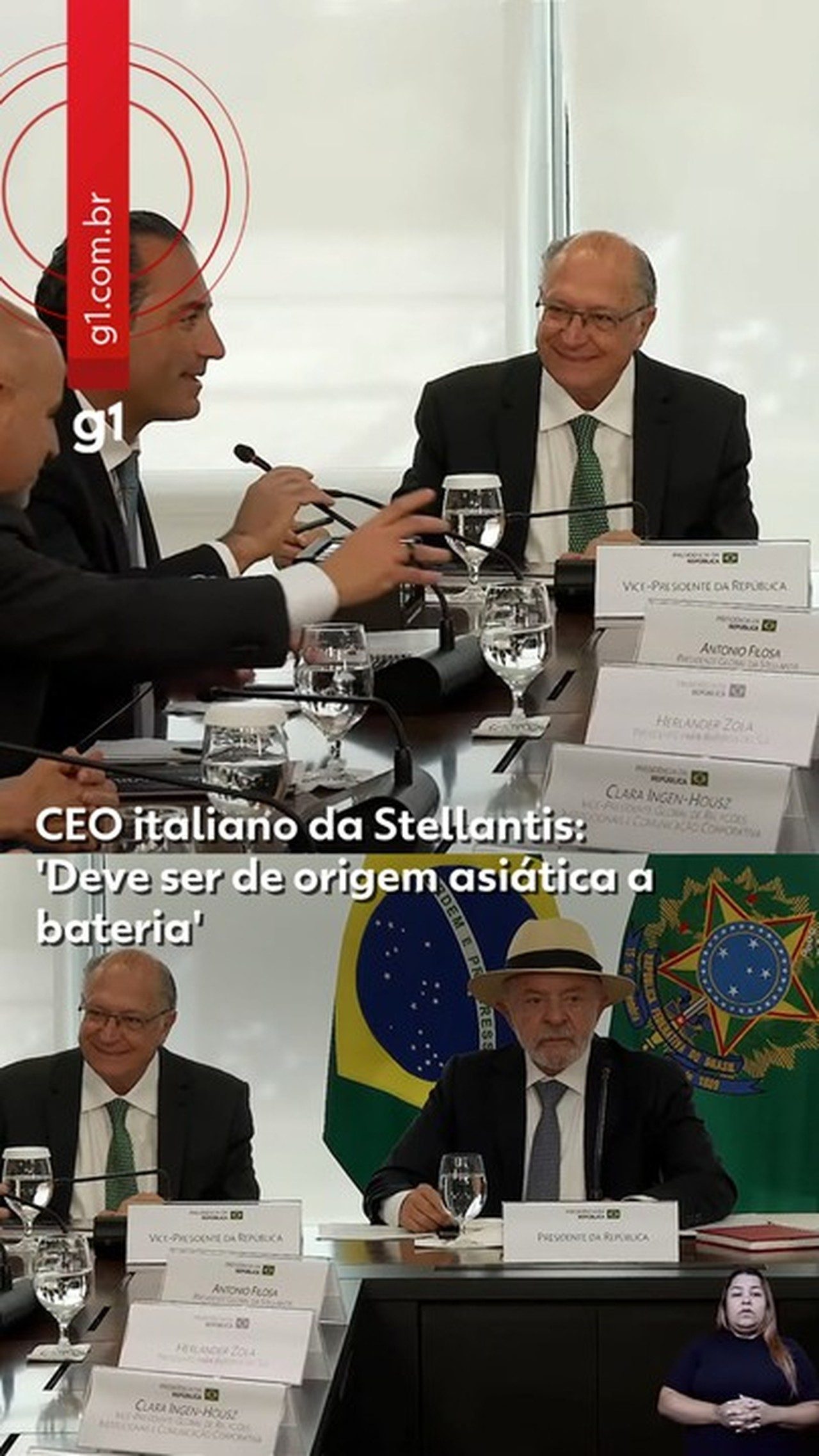 O presidente Lula durante reunião com representantes da Stellantis, no Palácio do Planalto — Foto: Reprodução/YouTube Lula