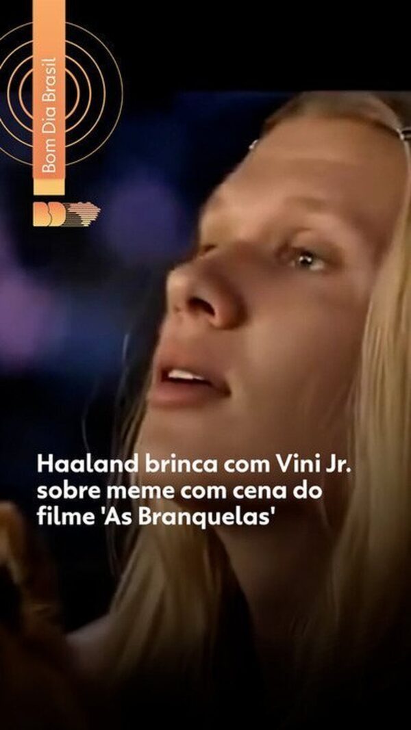 Haaland faz piada com meme envolvendo Vini Jr. — Foto: Reprodução
