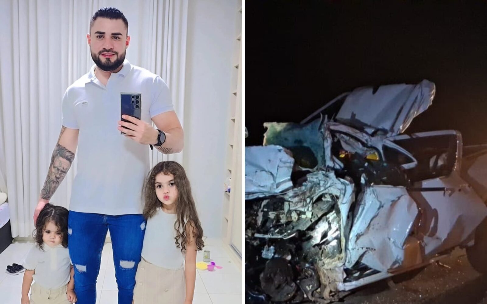 Wilker Renato Almeida da Silva, de 29 anos, morreu após acidente com as duas filhas, em Goiás — Foto: Reprodução/Instagram de Bless Me Jeans | Divulgação/PRF